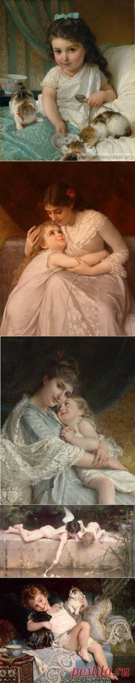 Детки и женщины на картинах Emile Munier.