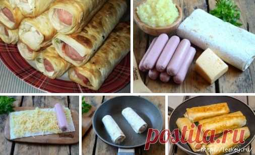 Сосиски с картошечкой и сыром в лаваше.