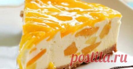 ВОЗДУШНЫЙ ТОРТ-СУФЛЕ БЕЗ ВЫПЕЧКИ С ПЕРСИКАМИ