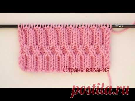Узоры спицами. Резинка с перекрещенными петлями. Knitting patterns. Elastic band with crossed loops.