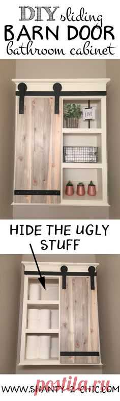 Build a custom Sliding Barn Door Storage Cabinet! Perfect…
