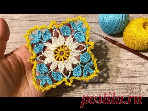 РАЗНОЦВЕТНЫЙ МОТИВ крючком. Вяжем вместе.