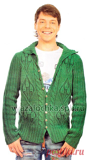 Мужская кофта спицами — жакет с узором из листьев | ЕЛЕНА ВЯЗАЛОЧКА — Вязание Спицами и Крючком | Лучшие Схемы и Модели Бесплатно