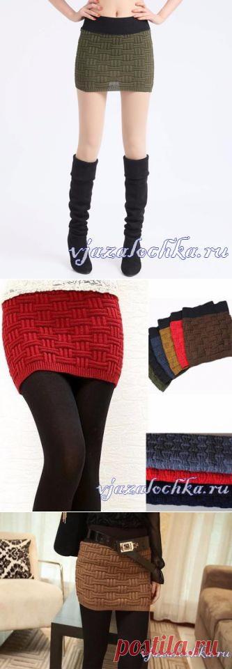 Мини юбка спицами