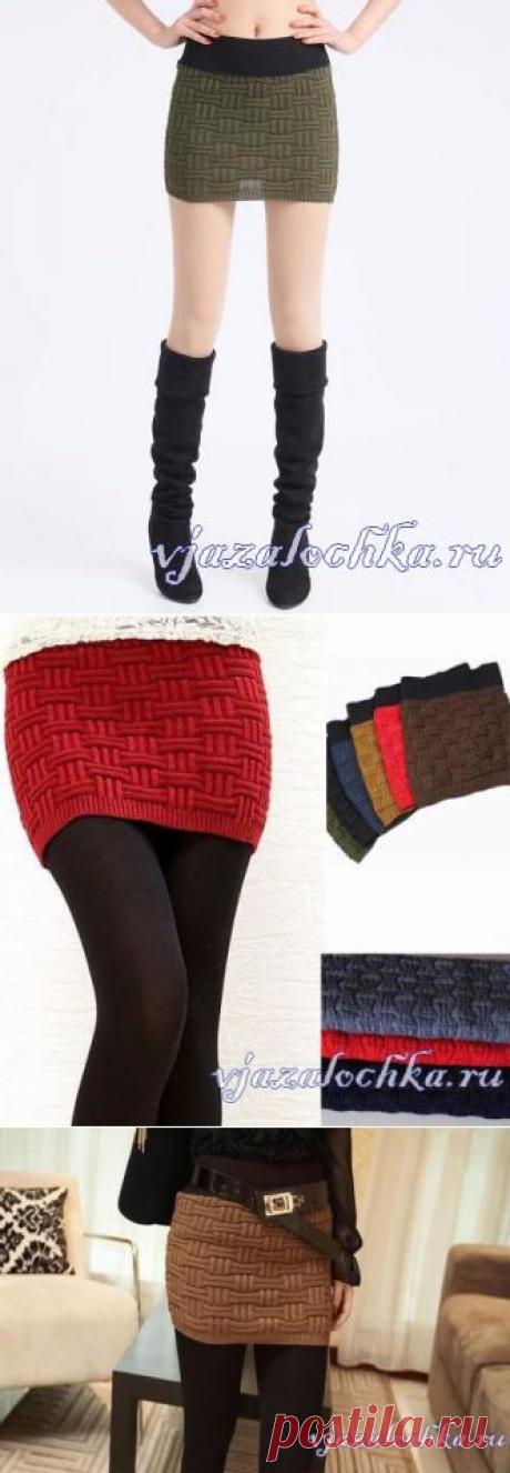 Мини юбка спицами