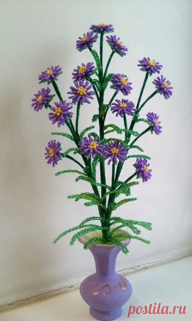 Нежные васильки из бисера — Сделай сам, идеи для творчества - DIY Ideas