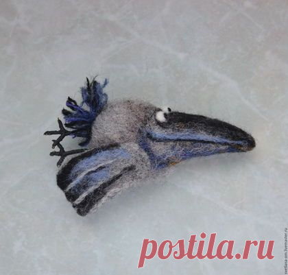 Купить Валяная брошь Каркуша - валяная брошь, птичка, магнитик, оригинальный подарок, авторское украшение