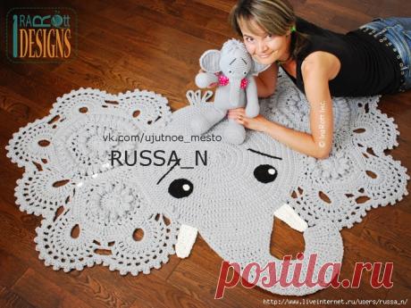 КОВРИК КРЮЧКОМ &quot;СЛОН&quot; ОТ ИРЫ РОТТ