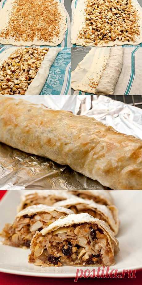 Яблочный штрудель &amp;mdash; рецепт с пошаговыми фото. Foodclub.ru