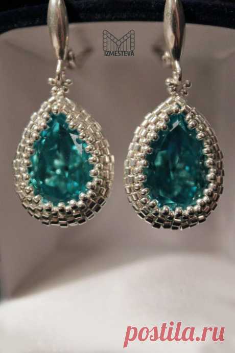 Сережки капельки с кристаллами Swarovski | biser.info - всё о бисере и бисерном творчестве