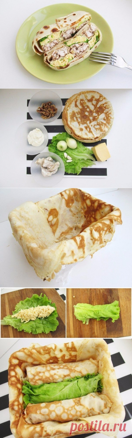 Как приготовить шахматный террин из блинов с двумя видами начинок  - рецепт, ингридиенты и фотографии