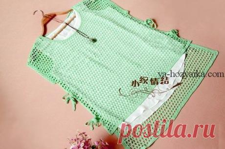 Туника узором сетка крючком. Ажурная туника крючком со схемами Туника- сетка с удлиненной спинкой с завязками по бокам. Ажурная туника крючком со схемами