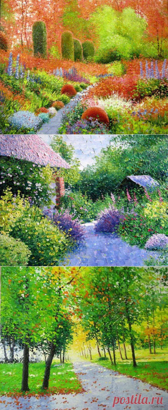 Благоухание лета.
Яркие, очень красочные пейзажи, художника Евгения Гавлина.
