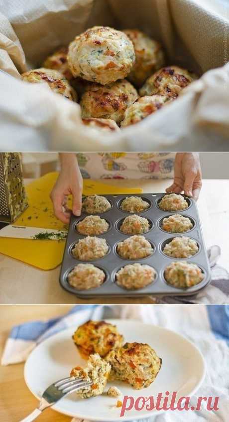 Овощные маффины с курицей.