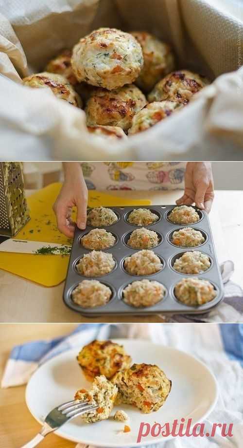 Овощные маффины с курицей.
