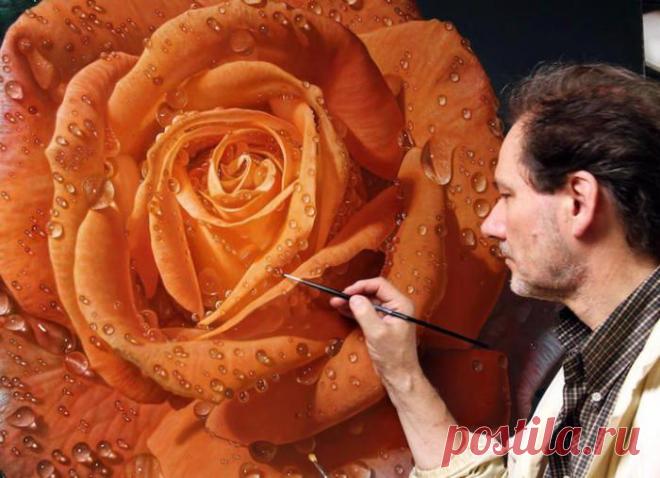 Розы на рассвете: гиперреалистичная живопись