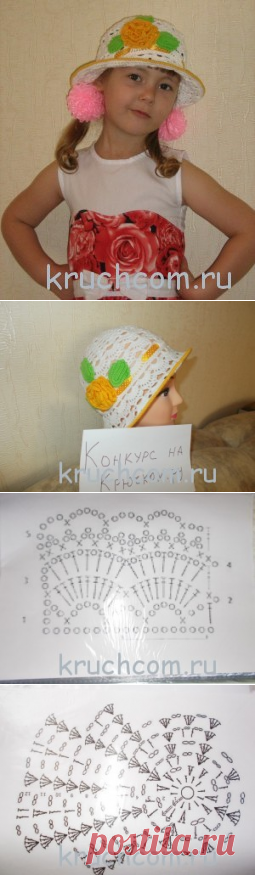 Шляпка для девочки крючком | Вязание крючком, бесплатная схема, фото