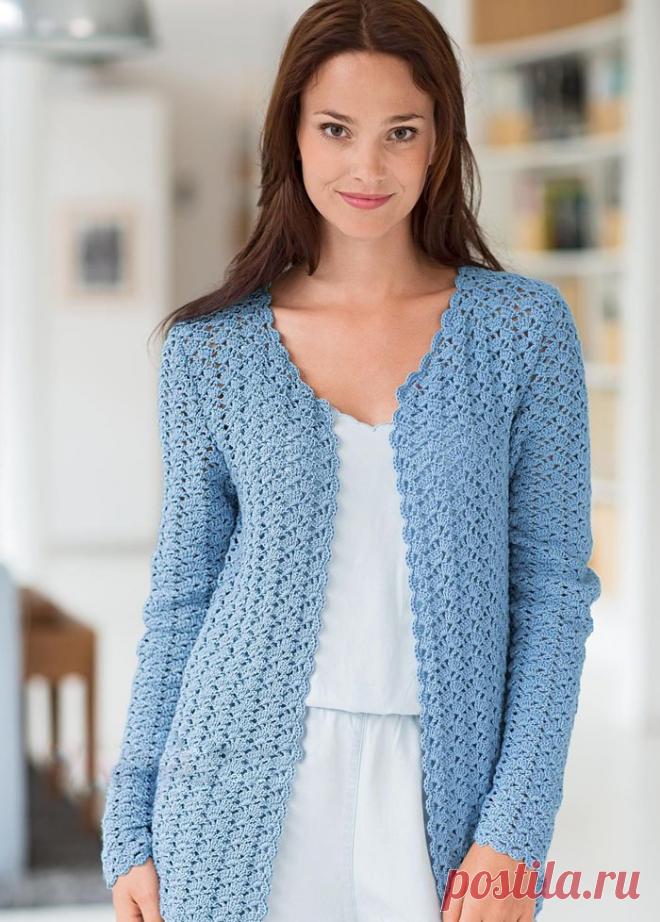 Бирюзовый кардиган крючком