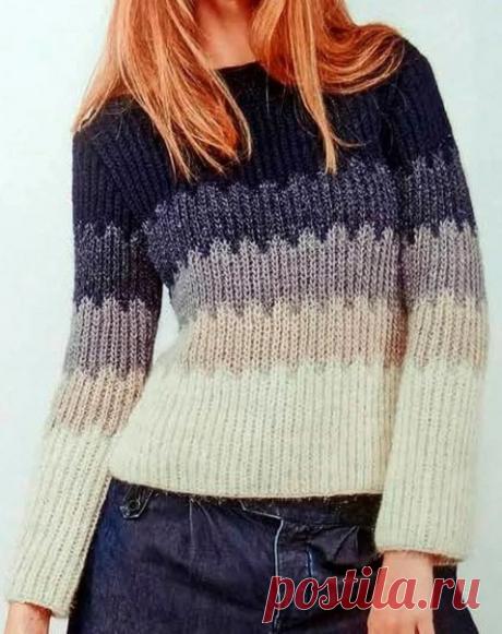 Многоцветный джемпер
#knitting #вязание_спицами #жаккард #интарсия
В классическом многоцветном джемпере, связанном фантазийным
узором с патентными петлями, полоса одного оттенка
отделяется от полосы другого оттенка красивыми зубчиками

Источник: https://www.stranamam.ru/post/14134507/
Размеры: 34-36/38-40/42-44/46-48/50-52
Размеры российские: 34-40/42-44/46-48/50-52/54-56

Вам потребуется: 2/3/4/5/6 мотков тёмно-синей пряжи Воutоn D’Or Evаsiоn (100 % мериносовой шерсти, 13...