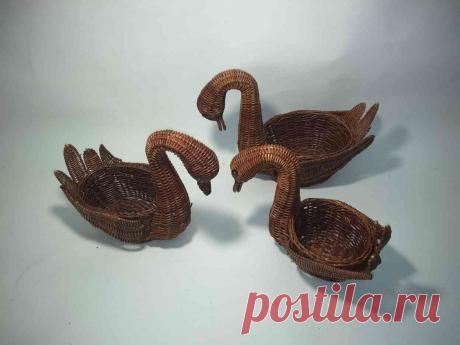 плетеная корзина лебедь - Сувениры и подарки из бамбука