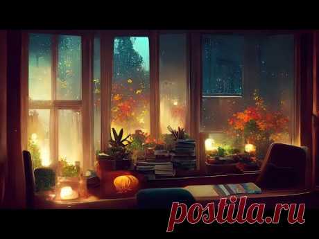 10시간 분위기 좋은 수면음악 + 빗소리 🎵 힐링음악, 마음이편안해지는음악 (Window Flower)