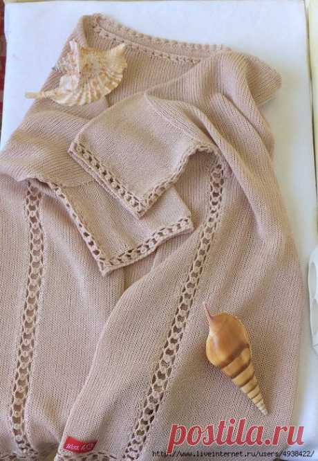 Замена бокового шва ажуром, исполненным крючком. / knittingideas.ru