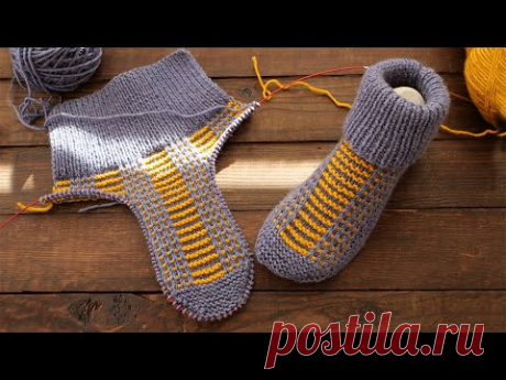 Следки в норвежском стиле спицами 🇸🇯 Norwegian knitted slippers
