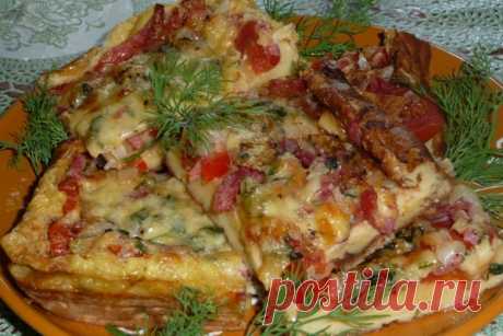 Омлет-пицца с мясным фаршем