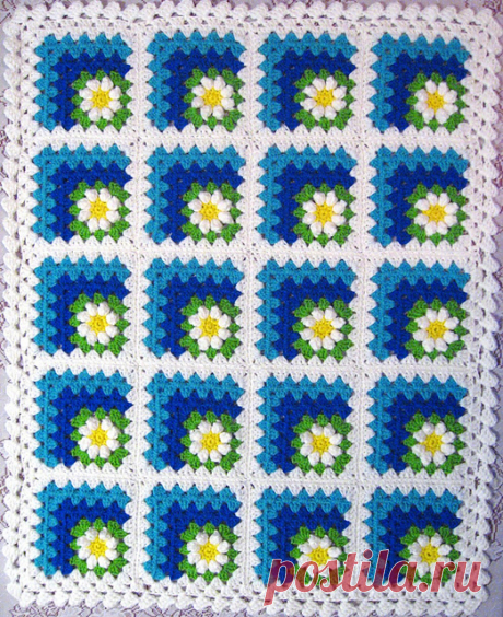 Плед крючком квадратным мотивом - Crochet.Modnoe Vyazanie ru.rom