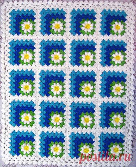 Плед крючком квадратным мотивом - Crochet.Modnoe Vyazanie ru.rom