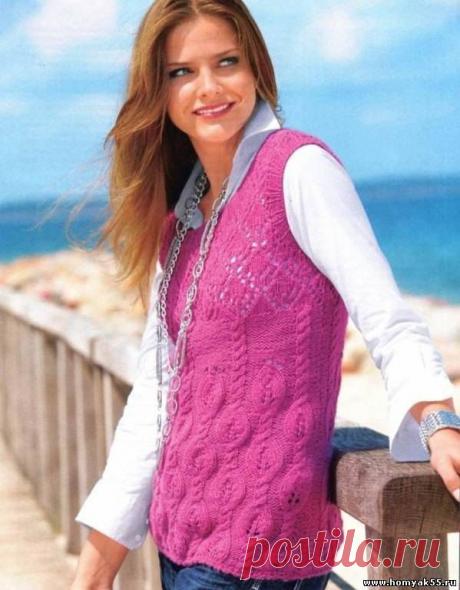 Жилеты, безрукавки для женщин спицами - Схемы и описания вязаных изделий | «Хомяк55.ру» сайт о вязании