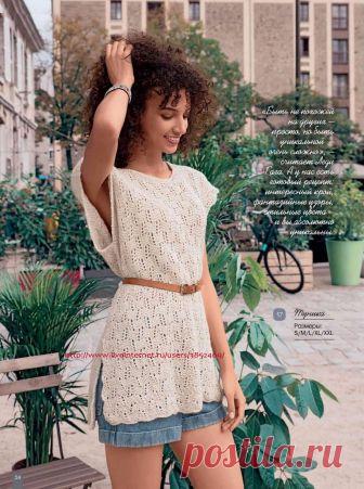 Светло-бежевая туника спицами