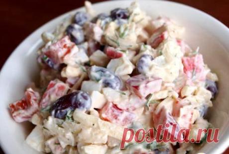 Салат из крабовых палочек с фасолью