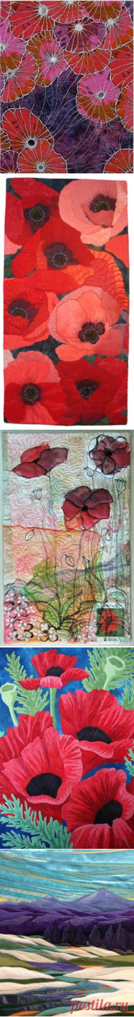 (193) Poppy Flirtation by Sue Siefkin | art quilt | flowers - poppies