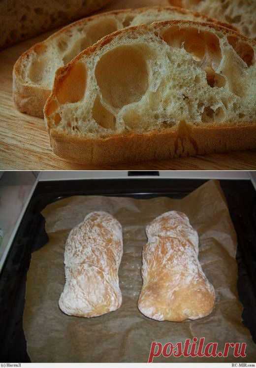 Чиабатта (Chiabatta) в духовке - ХЛЕБОПЕЧКА.РУ/ Ингредиенты:
Бига (Biga)	
Мука пшеничная в/с	280г
Вода	220г
Дрожжи пресованные	2г

Основное тесто	
Бига (вся)	около 500г
Мука пшеничная в/с	500г
Вода	285
Молоко	76г
Масло оливковое	15г
Соль	15г