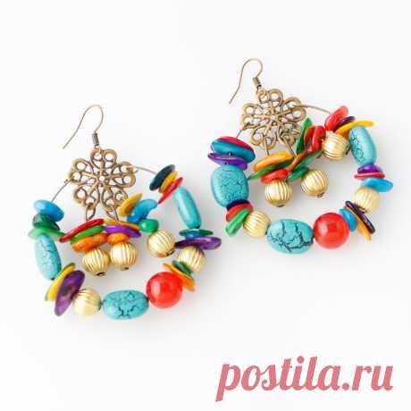 Bohemian Acrylic Colorful Stone Drop Beads Geometric Earrings Gift for Women online - NewChic