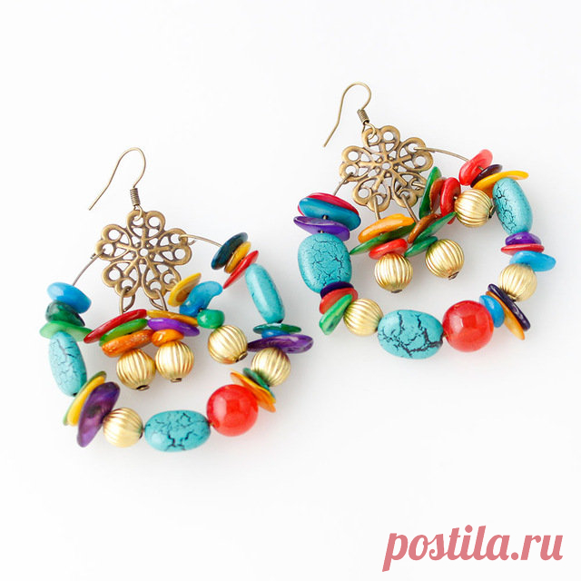 Bohemian Acrylic Colorful Stone Drop Beads Geometric Earrings Gift for Women online - NewChic