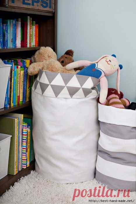 Удобные мешки из ткани для хранения вещей. Мастер-класс.