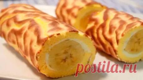 Творожный рулет с бананом: фитнес-десерт — lovecook.me