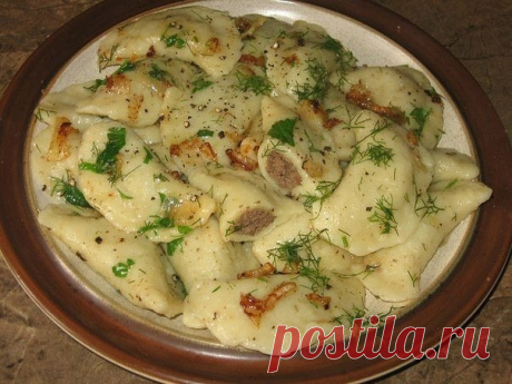 Вареники из картофельного теста с куриной печенью