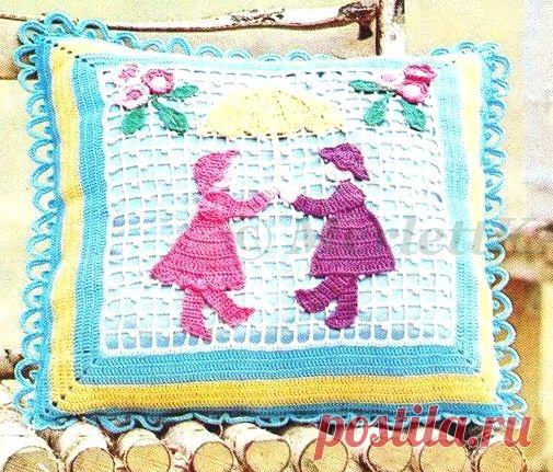 Аппликационное вязание крючком - наволочки для подушек