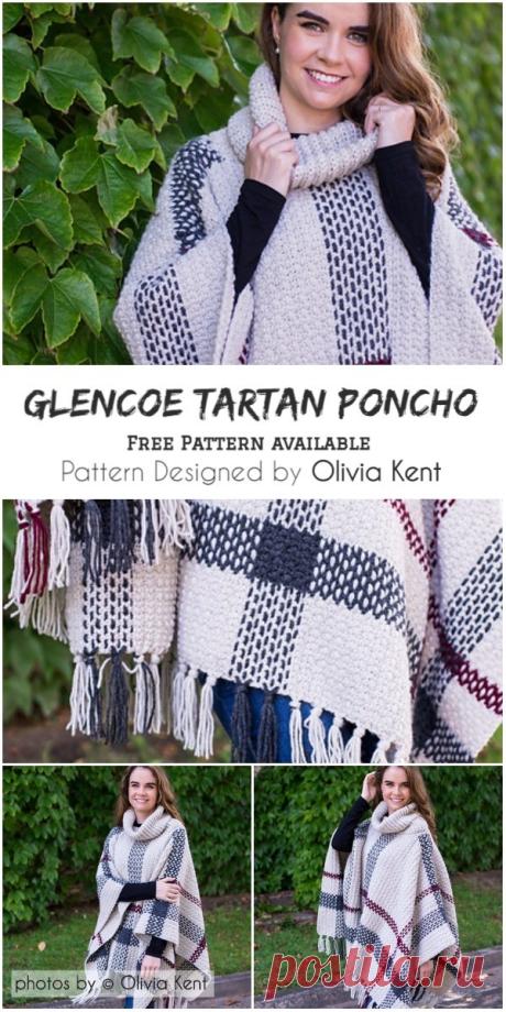 Glencoe Tartan Poncho with Free Crochet Pattern #crochet #poncho #freecrochetpattern #crochetpatternforponcho #style #fashion #modernponcho