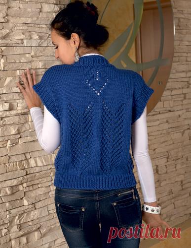 Жилетка с узором елочка спицами