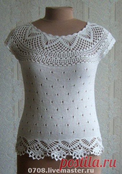 Топ с ажурной каймой вязаный крючком. Top with lace edging crocheted |