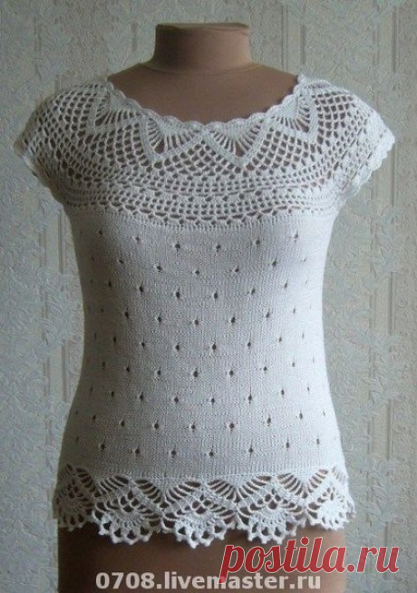Топ с ажурной каймой вязаный крючком. Top with lace edging crocheted |