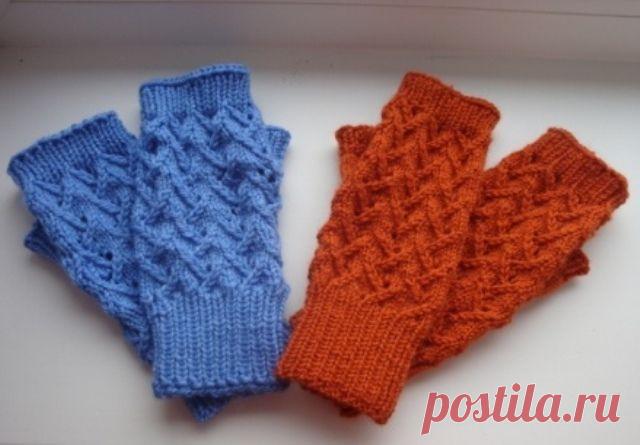 Митенки спицами