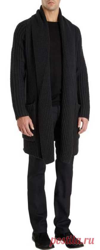 John Varvatos Long Shawl Collar Cardigan at Barney's, New York.
