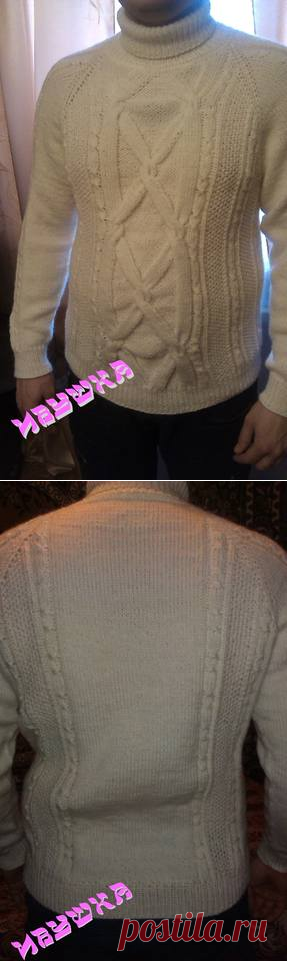 Мужской белый свитер ( реглан). Подробный МК с фото