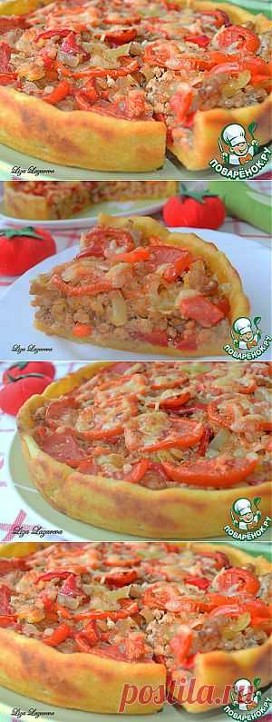 Деревенский пирог из картофельного теста с мясом и овощами - кулинарный рецепт