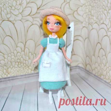 PDF Мари из Щелкунчика крючком. FREE crochet pattern; Аmigurumi doll patterns. Амигуруми схемы и описания на русском. Вязаные игрушки и поделки своими руками #amimore - кукла из сказки, куколка в платье, девочка, сказочный персонаж.